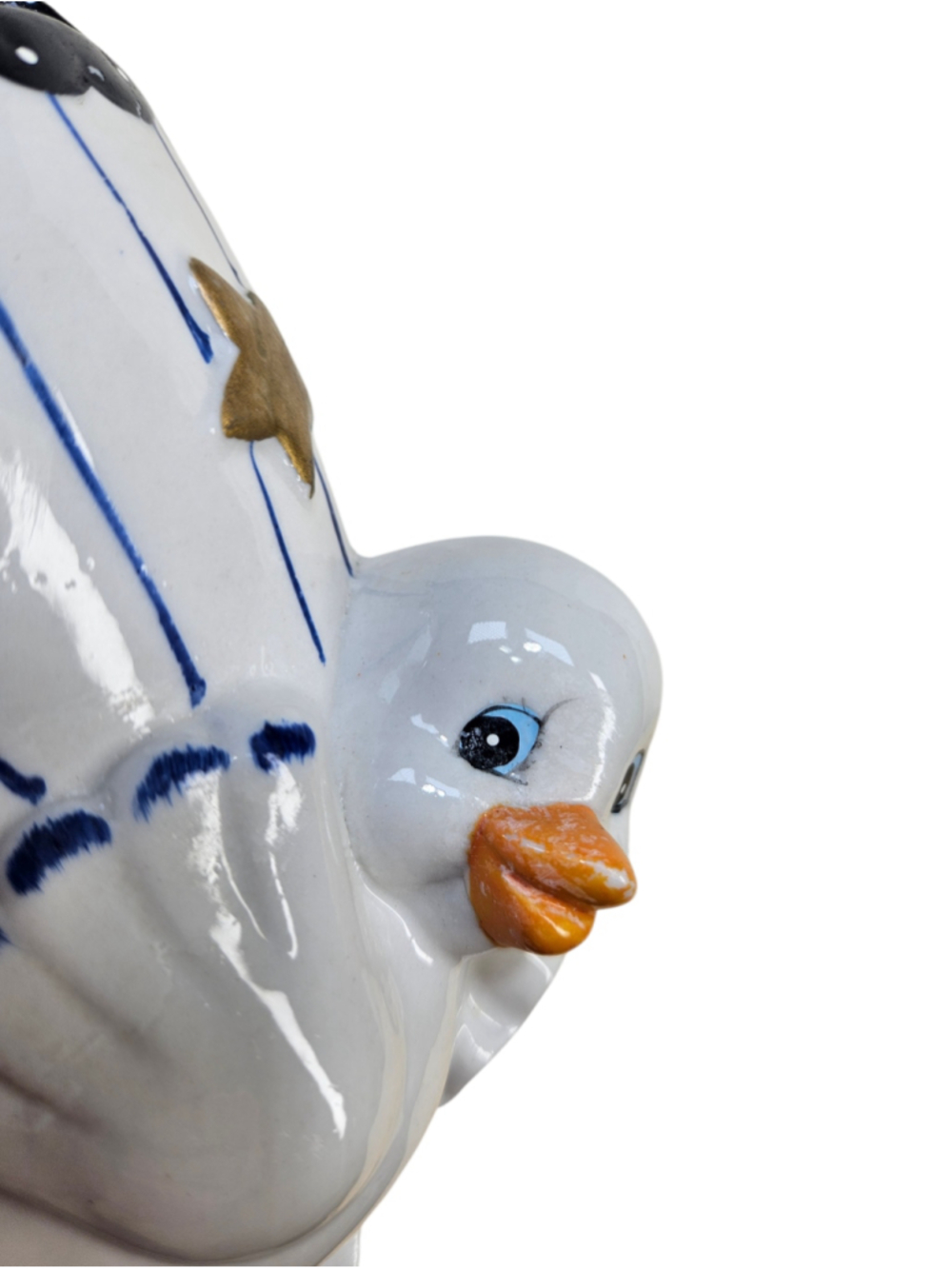 Vintage Style Blue & White Duckling Wall Pocket Ceramic Nursery Planter - Picture 8 of 8